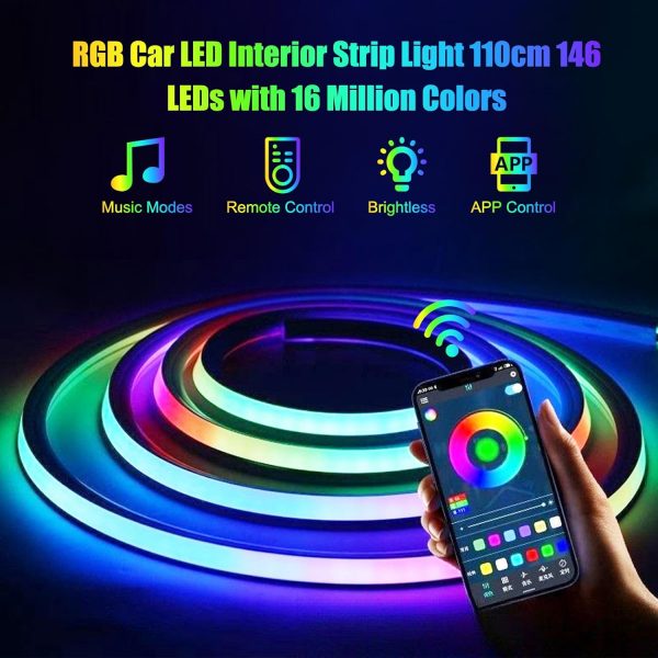 AMFUN Acryl Auto LED Ambientebeleuchtung Strip, 110cm – Bild 2