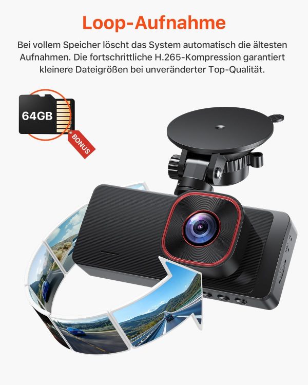 Bestsee 2.5K Dashcam Auto Vorne Hinten und Innen mit 64GB SD-Karte – Bild 5