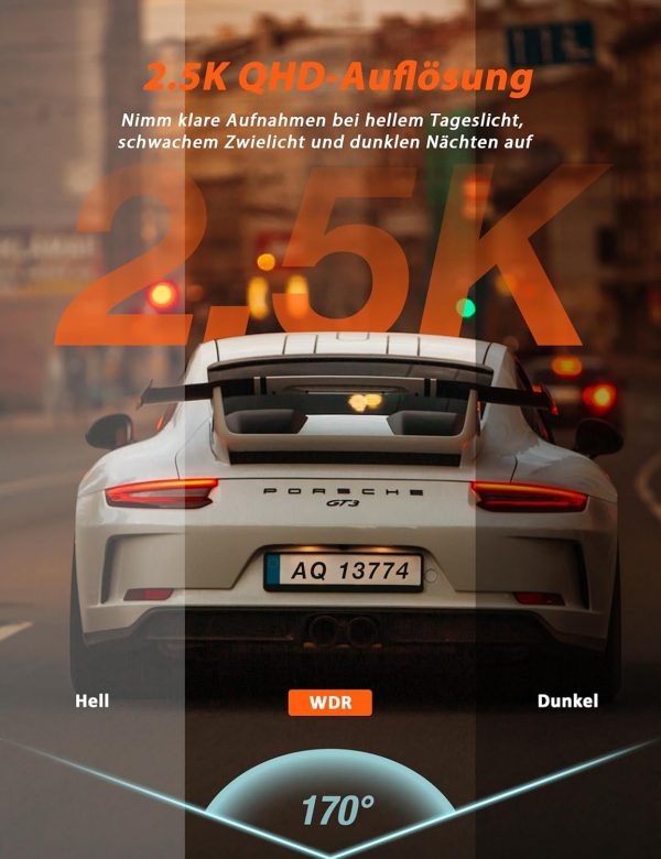 iZEEKER 2,5K Dashcam WiFi, Mini Auto Kamera 1440P – Bild 3
