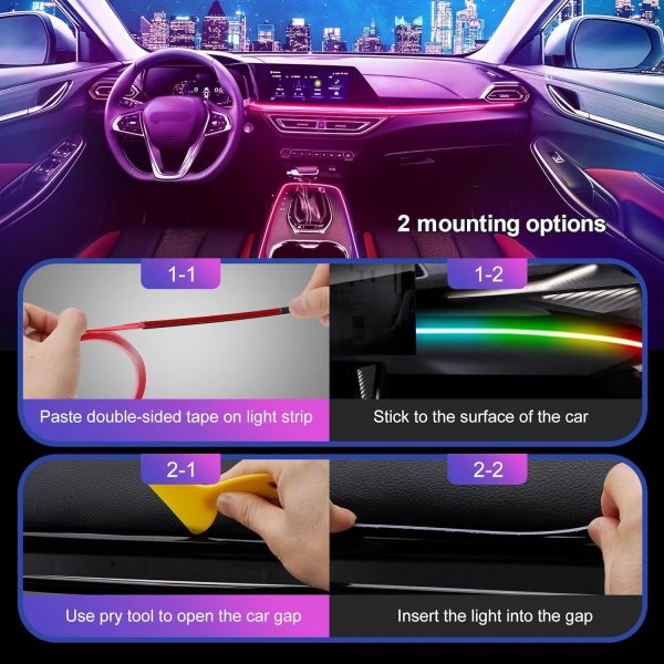 GPJYD Acryl Auto LED RGB Ambientebeleuchtung Strip 110cm – Bild 4