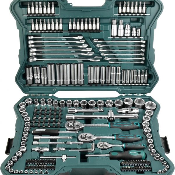 Brüder Mannesmann Steckschlüsselsatz, 1/4" Zoll, 3/8" Zoll und 1/2" Zoll, 215-teilig