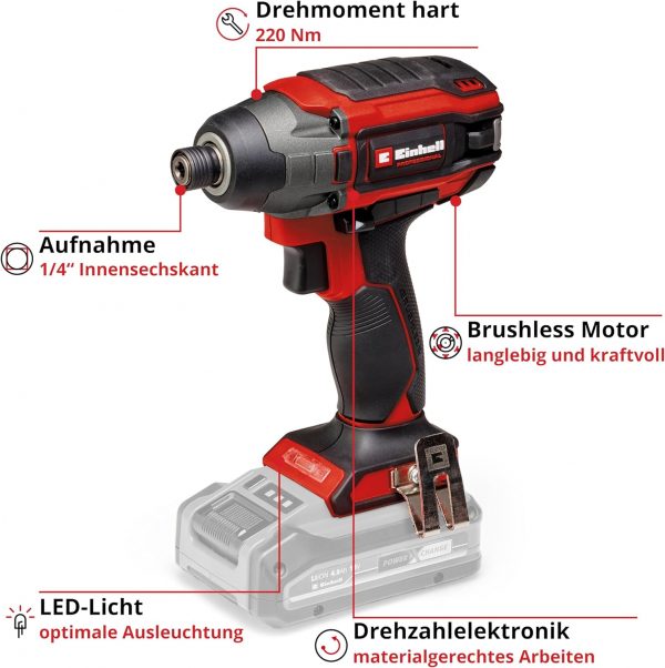 Einhell Professional Akku-Schlagschrauber TP-CI 18V/220Nm Li BL-Solo Power X-Change – Bild 3