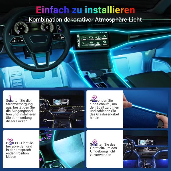 Boadw LED Auto Ambientebeleuchtung mit 4 Stück RGB – Bild 3