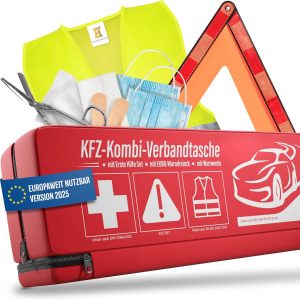 HELDENWERK KFZ Kombitasche - Warndreieck, Warnweste, Verbandskasten