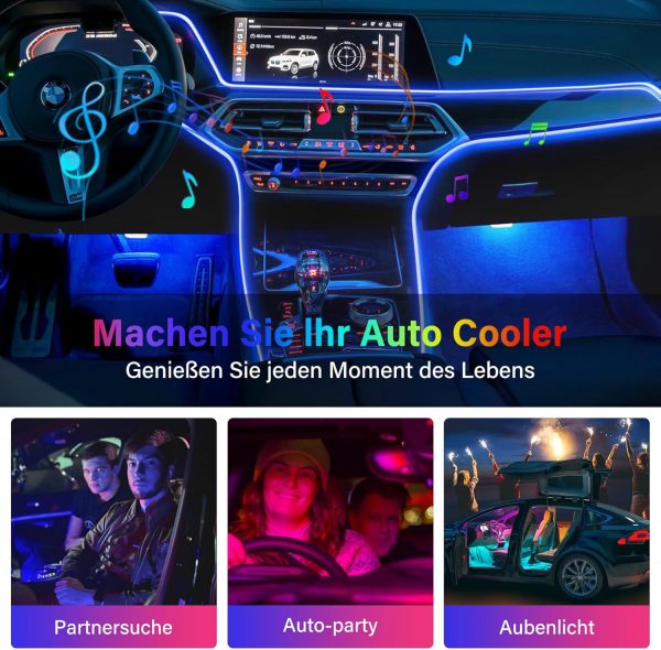 Boadw LED Auto Ambientebeleuchtung mit 4 Stück RGB – Bild 5