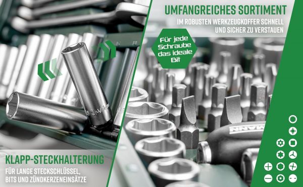 Brüder Mannesmann Steckschlüsselsatz, 1/4" Zoll, 3/8" Zoll und 1/2" Zoll, 215-teilig – Bild 6